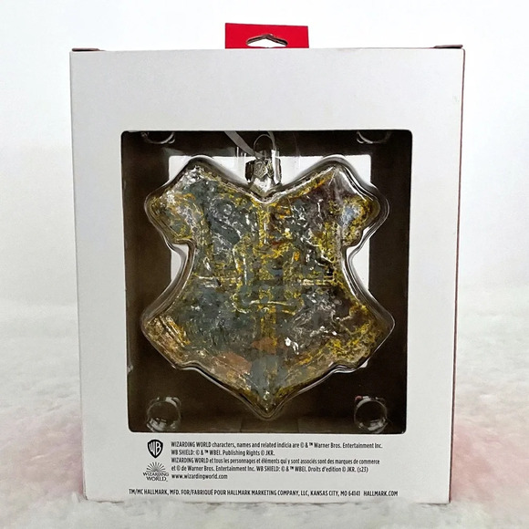 Hallmark Harry Potter Hogwarts Crest Glass Christmas Ornament NIB - Picture 5 of 6